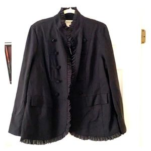 Black military style jacket.